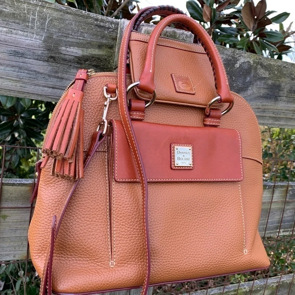 Dooney & Bourke Brown Leather Aubrey Zip Dome Bag